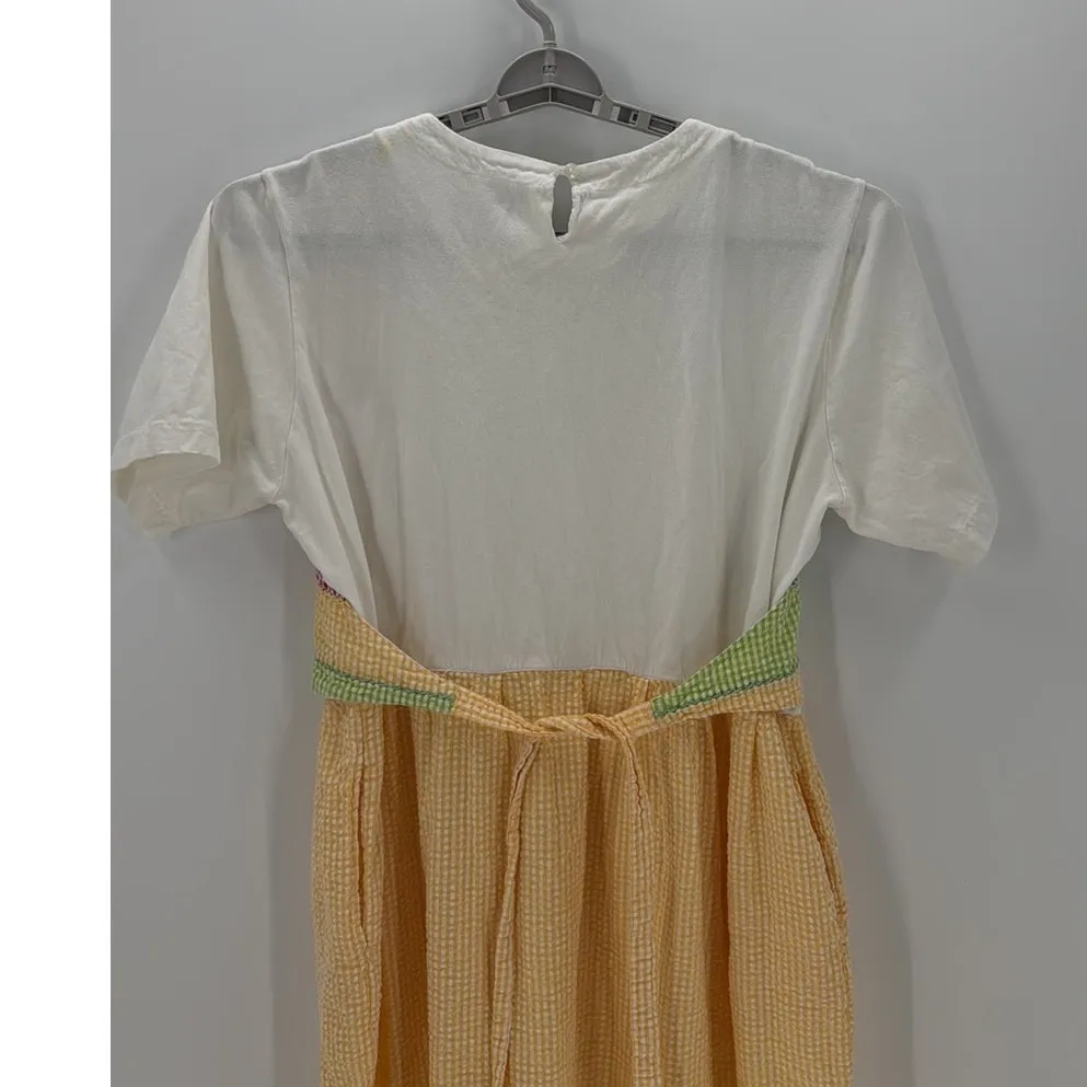 Vintage J.G. Hook cotton dress size L 90s gingham patchwork attached faux vest Size L - Image 8