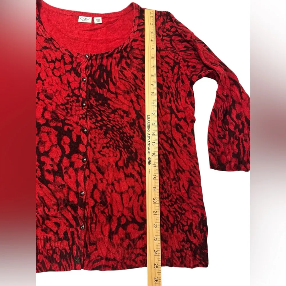 Cato Red and Black Button Up Sweater - Image 8