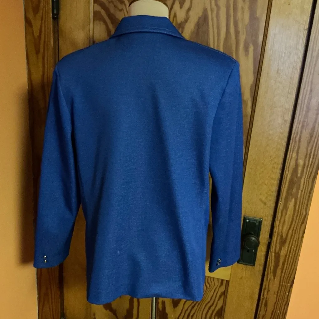 Vintage 70s polyester denim vibes blazer Blue Size L - Image 11