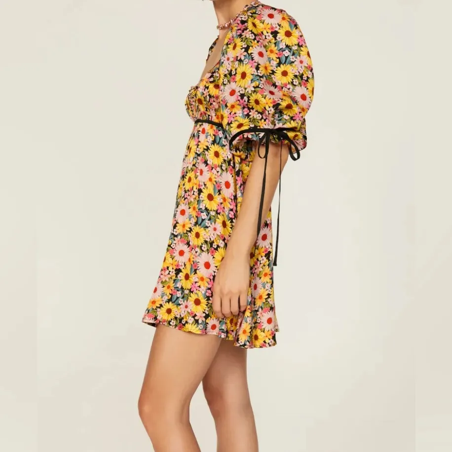 For Love & Lemons Sylvia Puff Sleeve Mini Dress Size S flower print multicolor - Image 10