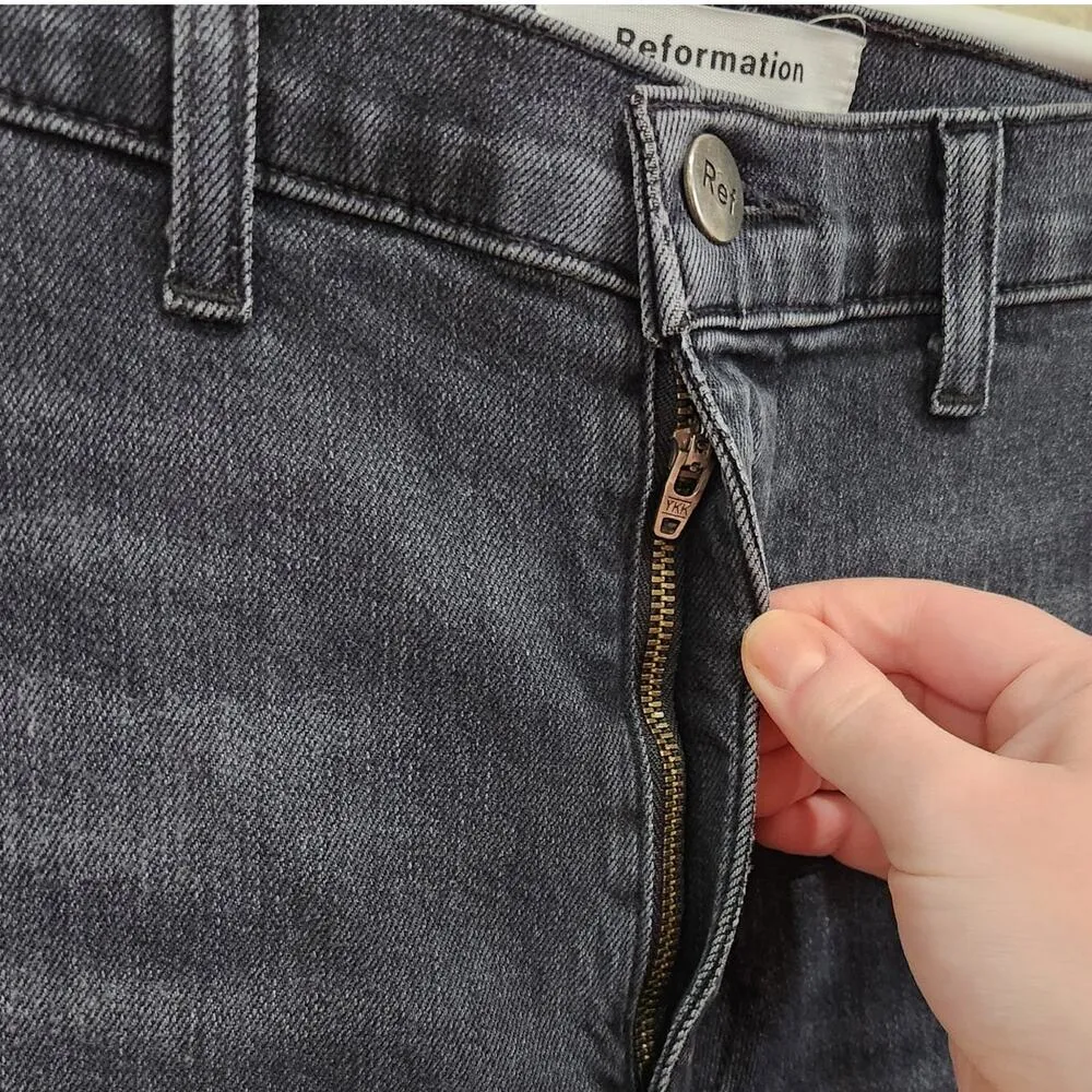 Reformation May High & Skinny Jeans Stretch Mineral Black Wash Denim Size 26 - Image 5