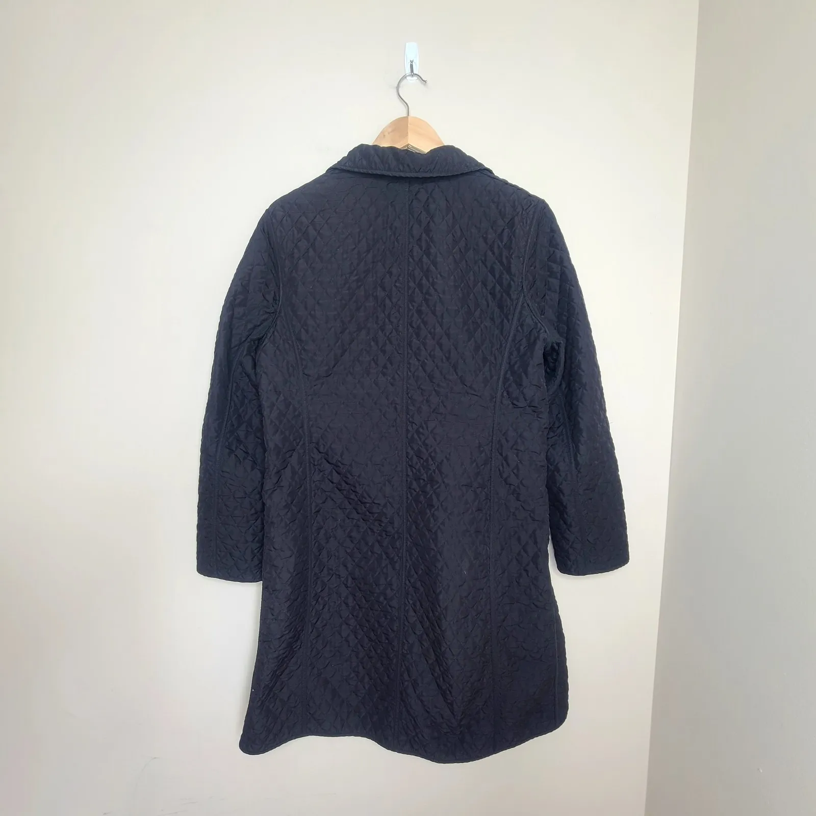 Hilary Radley Black Lightweight Quilted Button Up Jacket Coat L - Image 4