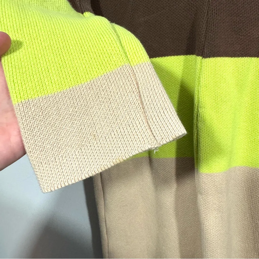 Made in Italy Of Benetton Striped Heavy Knit Long Cardigan Sweater Green - Image 12