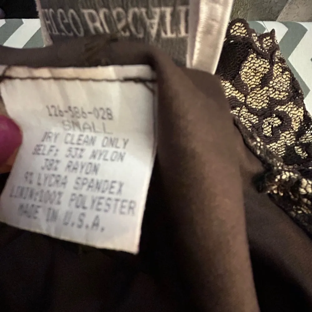 Hugo Buscati Chocolate,Gold metallic lace over Dress from his masterpieces - Image 8