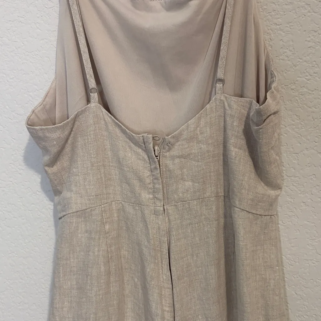 Natural Linen Beige Jumpsuit small H&M - Image 4