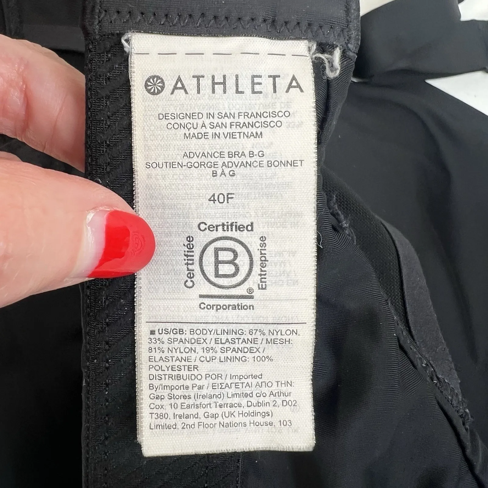 Athleta 40F Advance Sports Bra High Impact Full Coverage Black 405744 Running - Image 13