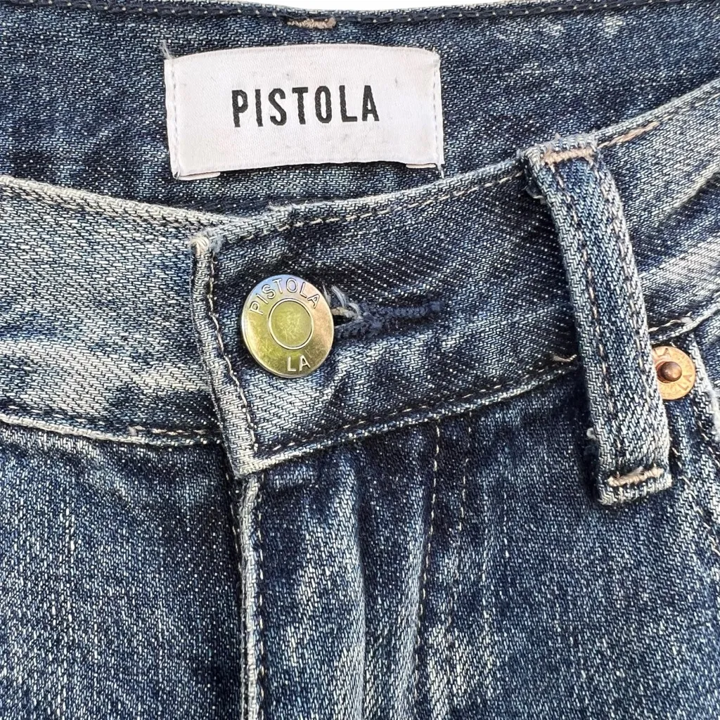 Pistola Presley High Rise Relaxed Roller Distressed Denim Jeans Size 27 - Image 7