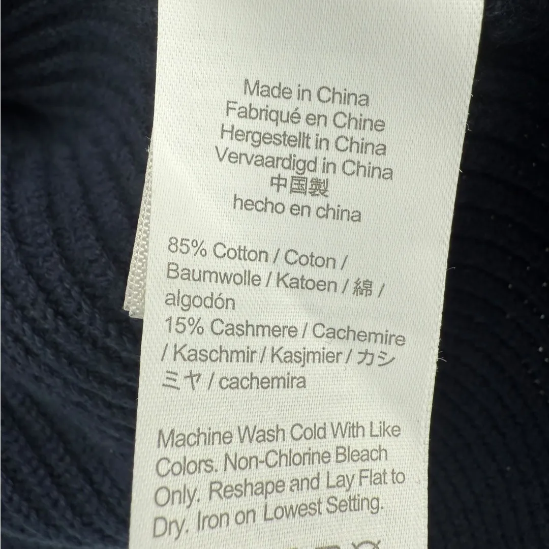 J Crew Cotton Cashmere Blend V Neck Button Front Cardigan Sweater Navy Sz Medium Blue - Image 13