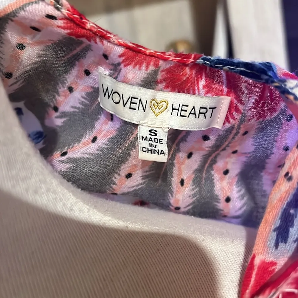 Woven Heart Kimono Style Boho Floral Women Shawl Vest Coverup Feather - Image 9