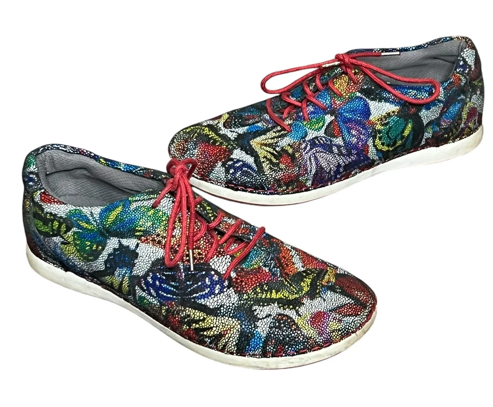 Alegria PG Lite Sneaker Womens 9.5-10 Multicolor Mosaic Butterfly Leather Artsy - Image 1
