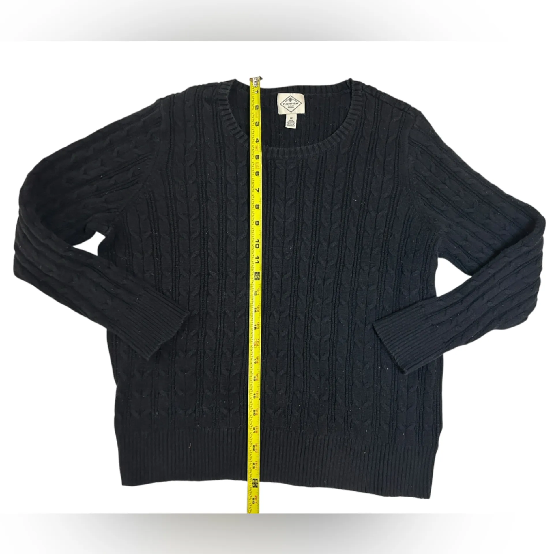 St. John’s Bay Charcoal Gray Cable Knit Crewneck Sweater | Cotton Blend • Sz 1X - Image 8