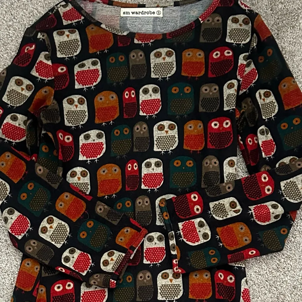 SM Wardrobe Owl Print Knit Dress Black - Image 2
