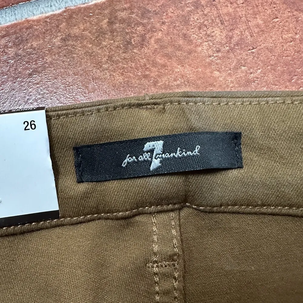 NWT 7 For All Mankind Metallic Gold High Waist Skinny Jeans Size 26 - Image 5