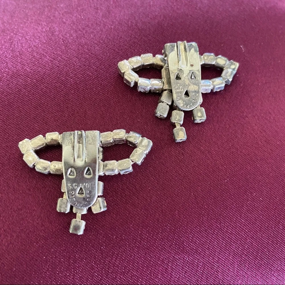 Vintage Rhinestone Bow Shoe Clips Silver - Image 8