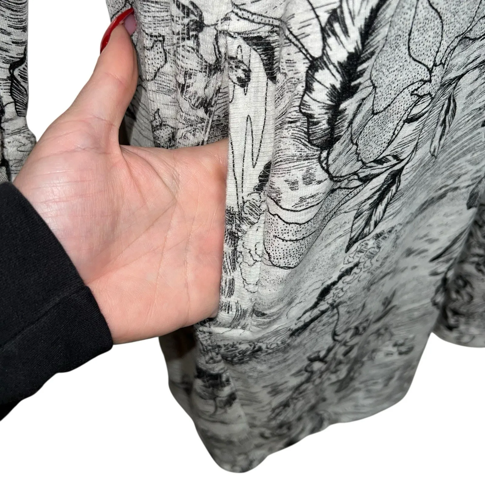 ATHLETA Balance Dress Eden Floral Gray Long Sleeves Pockets Athletic Women 1X - Image 4