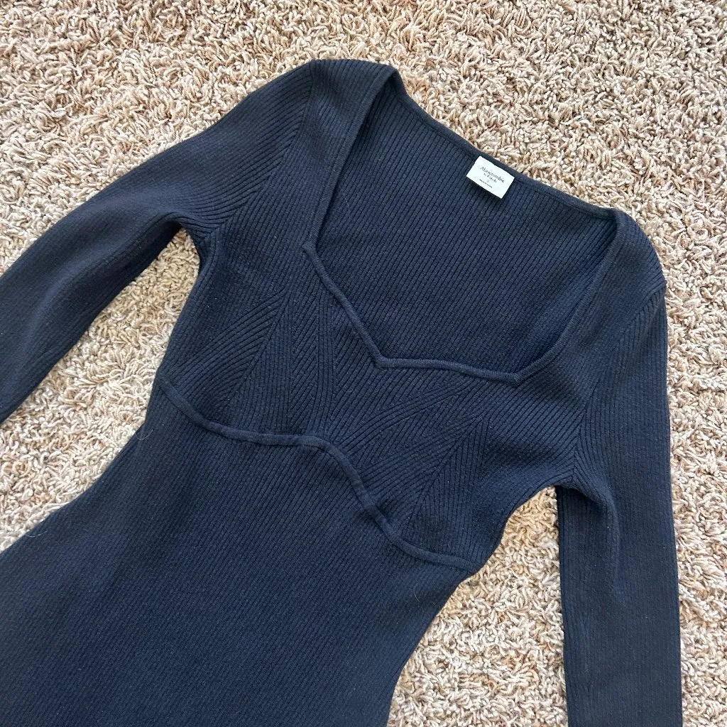ABERCROMBIE FITCH Black Long Sleeve Knit Dress in Size Small - Image 2