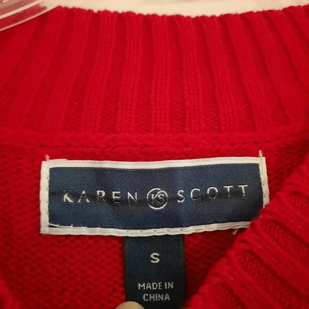 Karen Scott Women's Size Small Red Beaded Sweater Crewneck Pullover Long Sleeve - Image 6