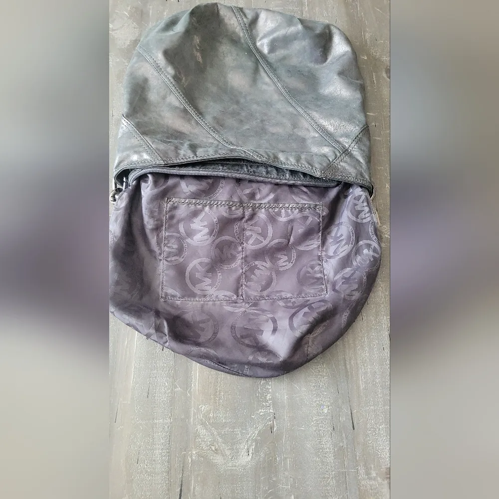 Michael Kors Collete Purse Gun Metal Metallic Shoulder Bag - Image 6