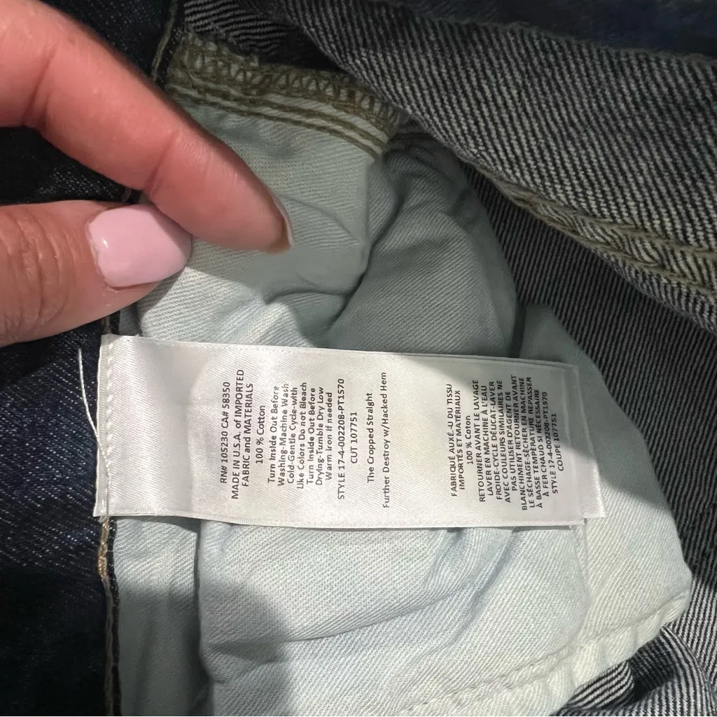 Current Elliot NWT Cropped Straight Denim Further Destroy‎ W/ Hacked Hem Size 24 - Image 6