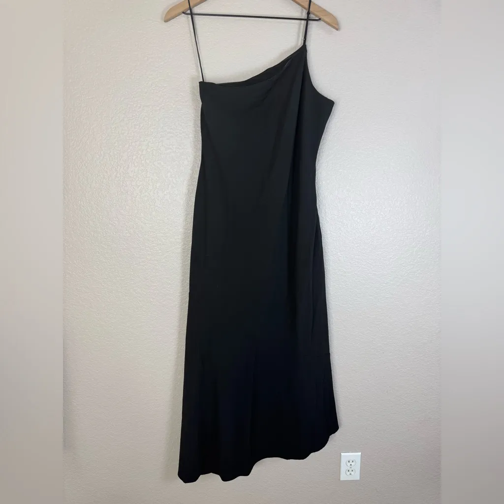 Banana Republic Asymmetrical One Shoulder Flounce Maxi Dress Black 4 NEW $140 - Image 5
