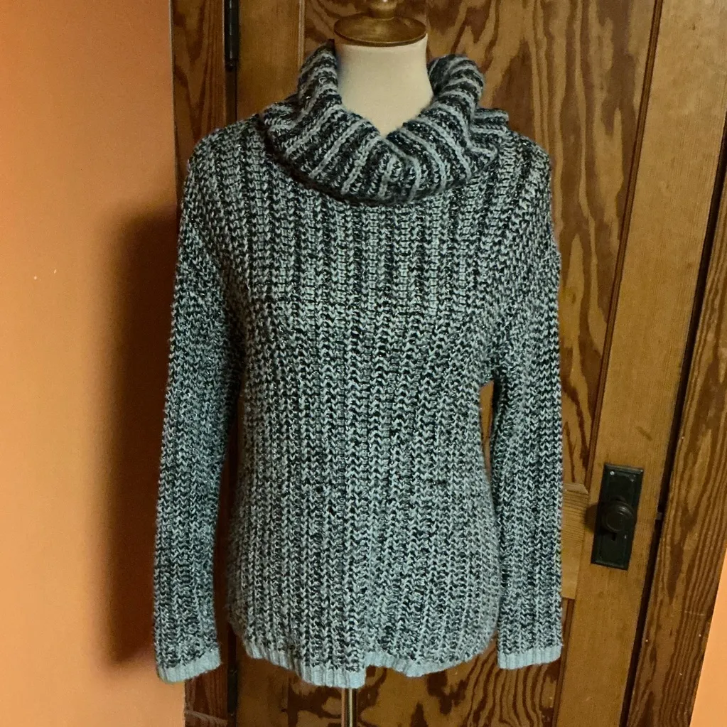Tribal Grey Chunky Turtleneck Sweater Gray Size M - Image 5
