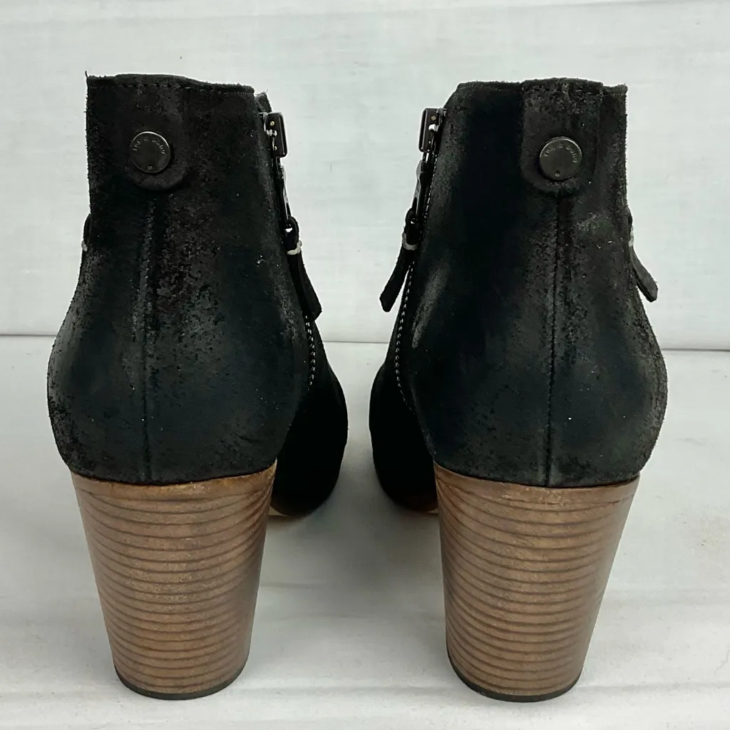 Rag & Bone Black Suede Leather Margot Boot Sz 39 Ankle Booties Distressed - Image 6