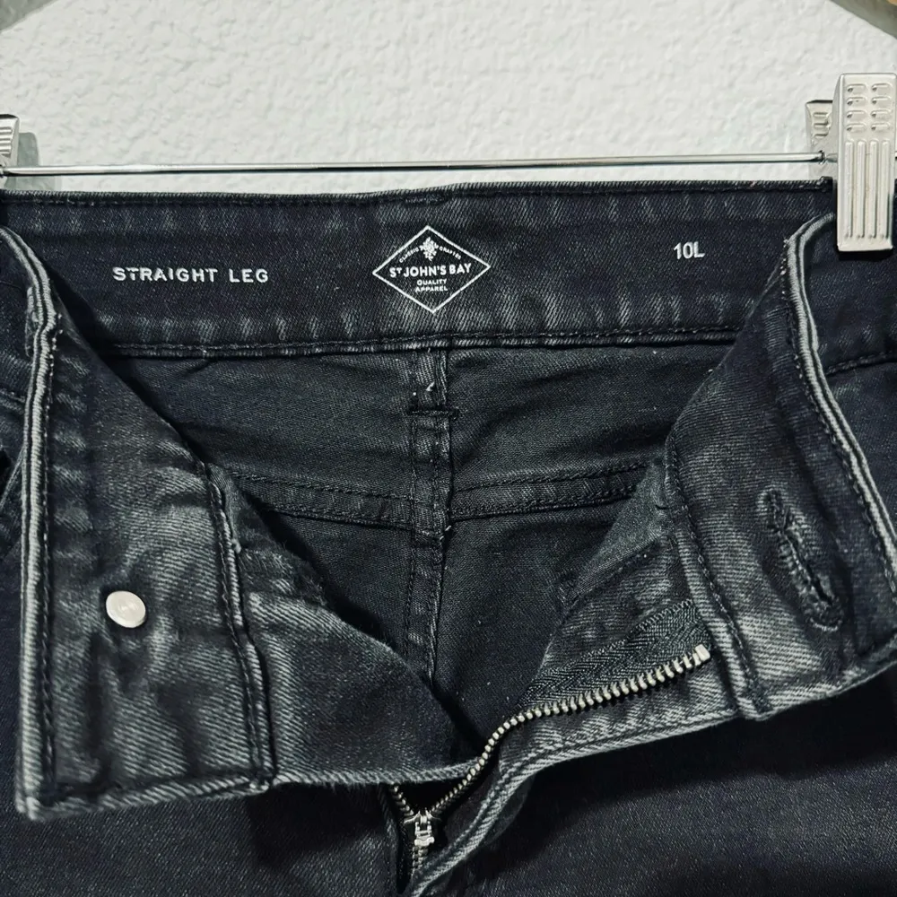 St John’s Bay Women Black Straight Leg Size 10L Classic Crafted Cotton Blend - Image 4