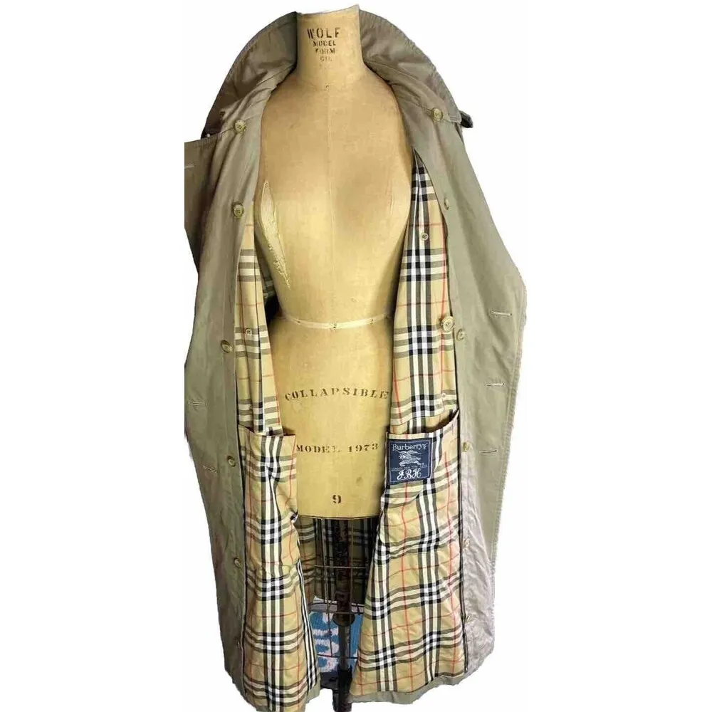 Burberrys London VTG Double Breasted Designer Classic Beige Trench Coat Sz 50 - Image 10