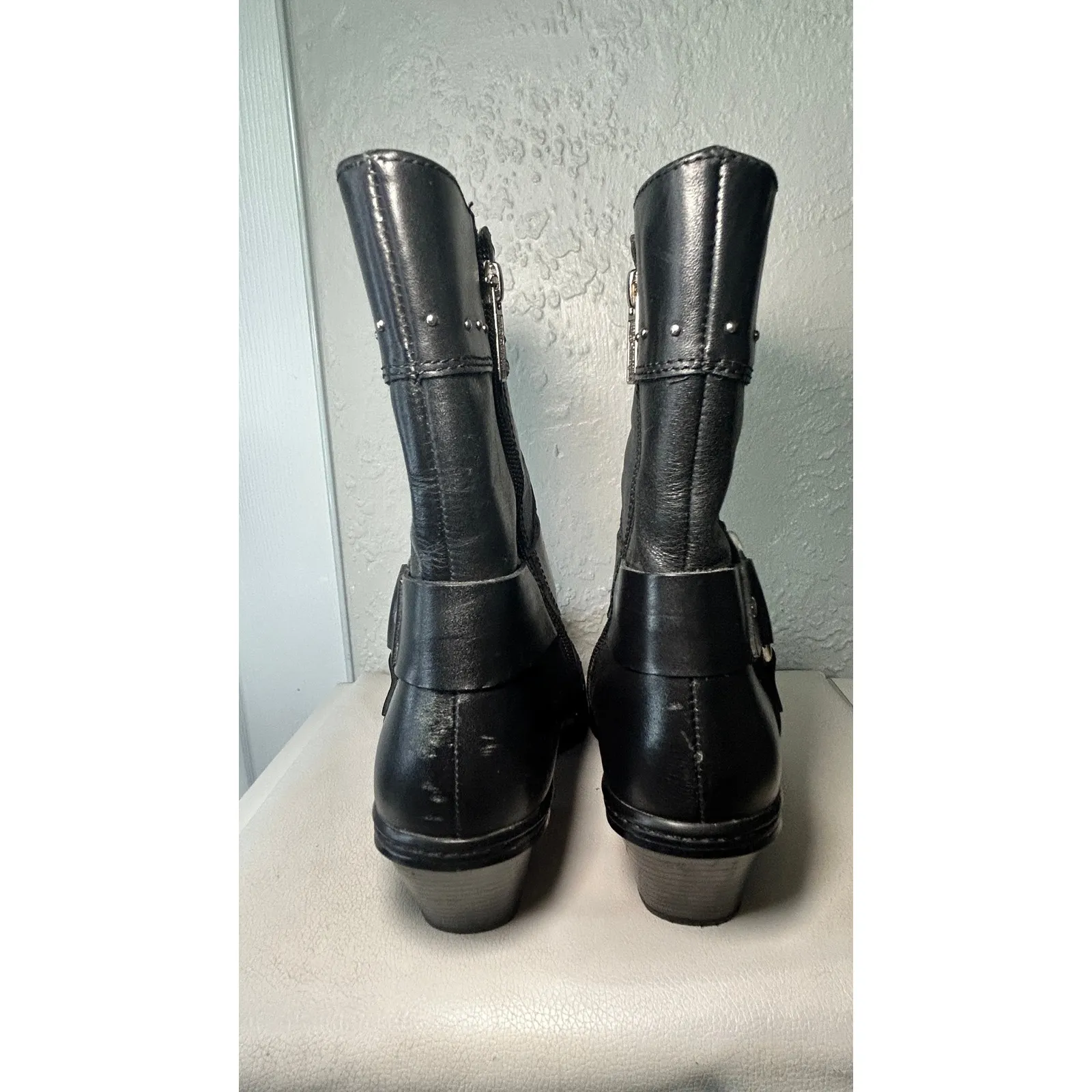 Harley Davidson Women's Black Leather Fashion Boots Brash D84378 Size 7 - Image 5