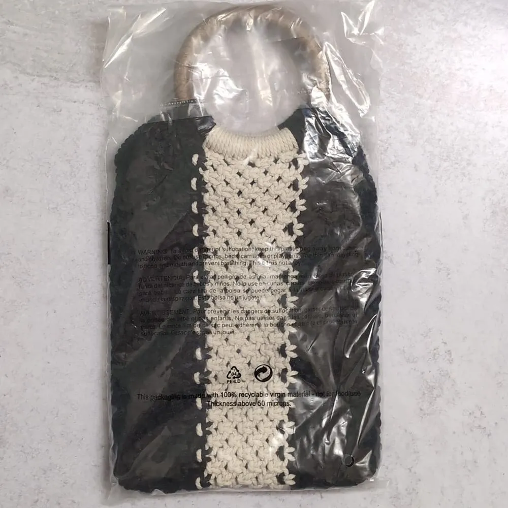 NWT Curateur x Laude The Label Gabby Mini Macrame Bag Wooden Handle Bi - Image 2