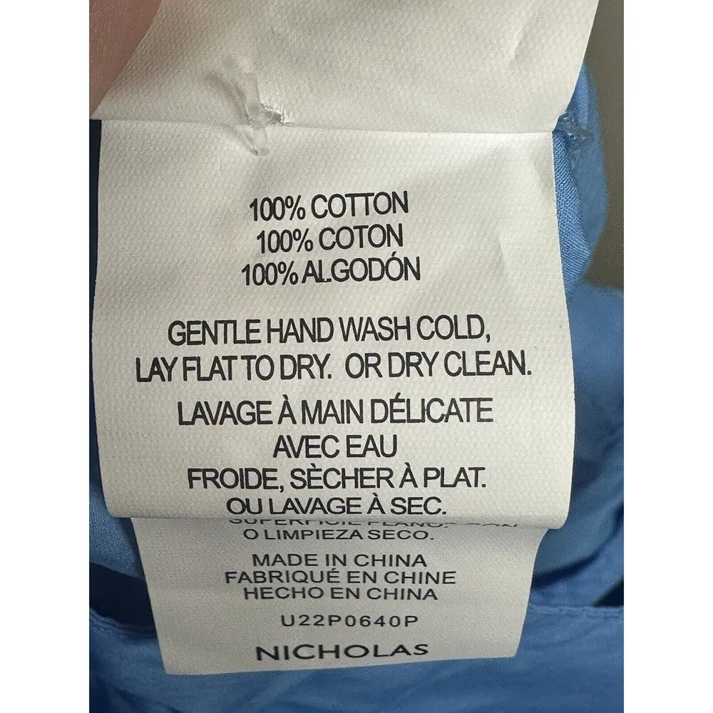 Nicholas Taron Wrap Waist Tapered Cotton Pants In Swim Blue Size 8 NWT - Image 8