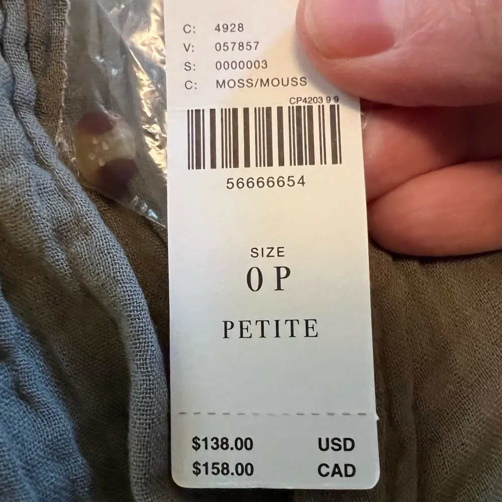 Anthropologie Maeve Katie Utility Tunic Dress Moss Green Pockets Petite 0P 0 P - Image 3