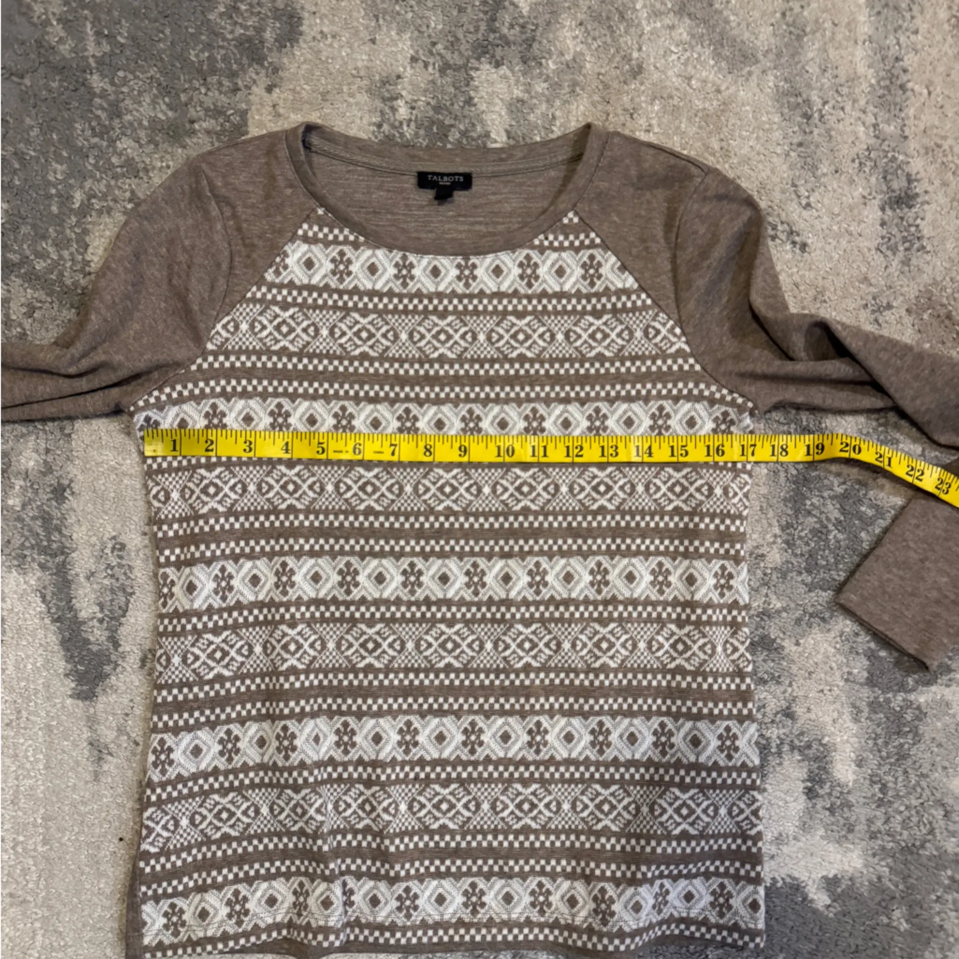 Talbots Brown and Cream Pattie Patterned Long Sleeve Top - Image 5