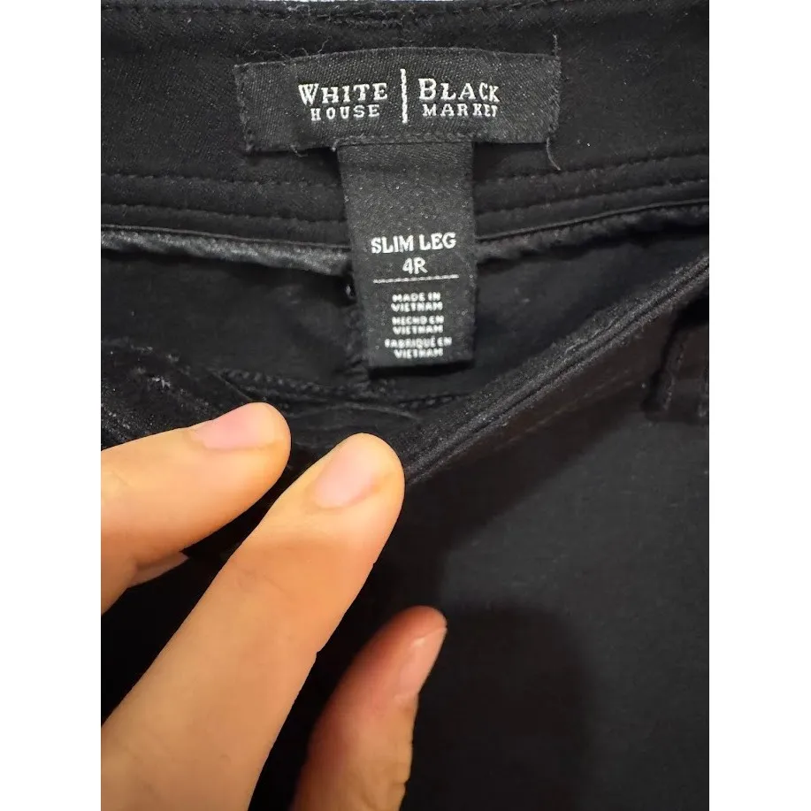 White House Black Market Slim Leg Black Pants Women's Size 4 - Image 4