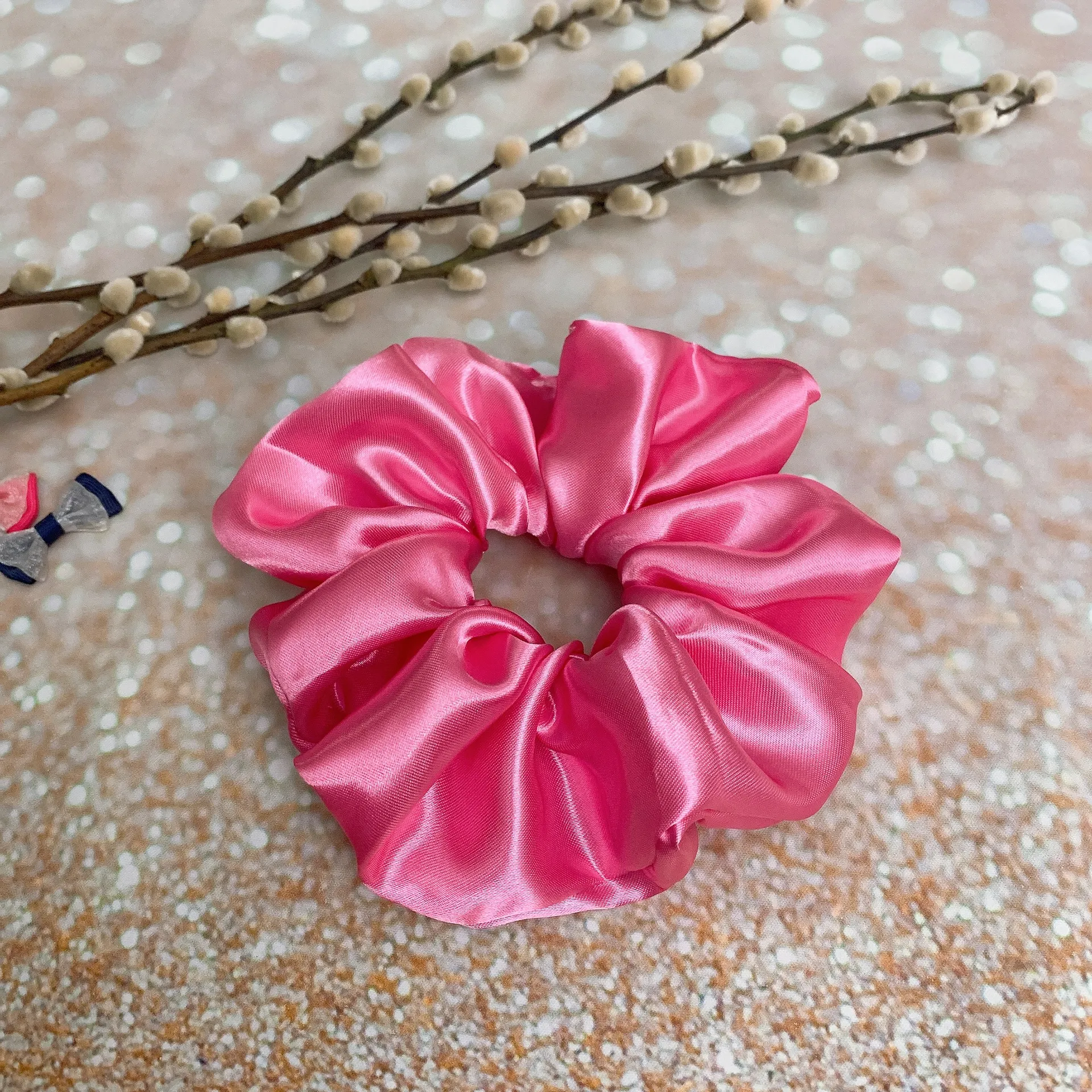 Jumbo Magenta Pink Satin Scrunchie Oversized Scrunchie Xxl Scrunchie - Image 3