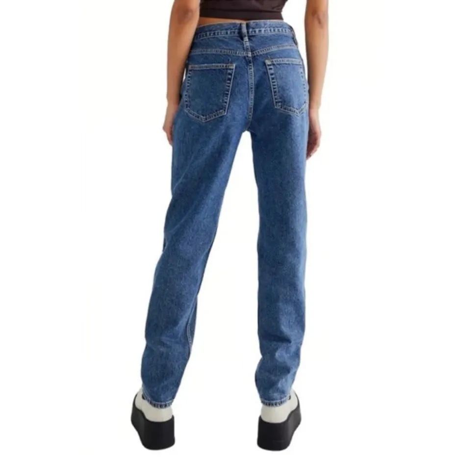 We The Free The Lasso Jean in Sapphire Blue Denim Distressed High Rise - Image 2