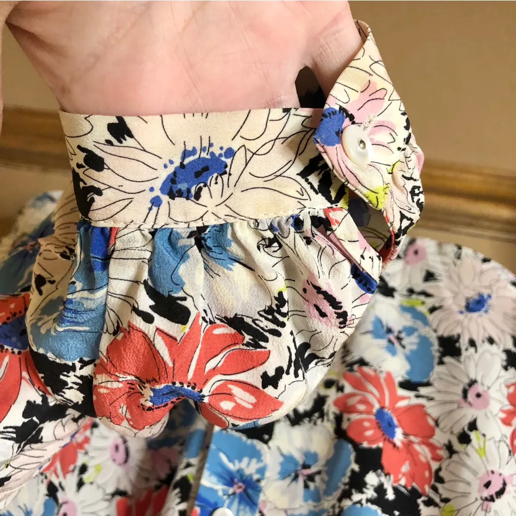 Veronica‎ Beard Madge Floral Silk Button Front Blouse Red Blue 4 - Image 5