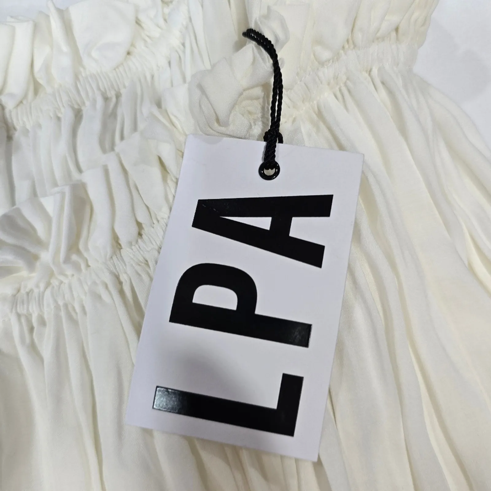 LPA Tie Strap Babydoll Dress in White Small - Image 6