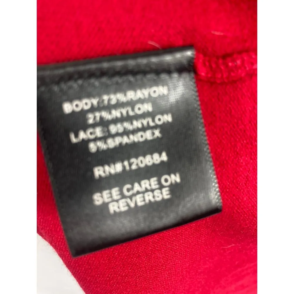 Torrid  Pullover Lace Yolk Sweater Red Black Size 0 / Large - Image 5