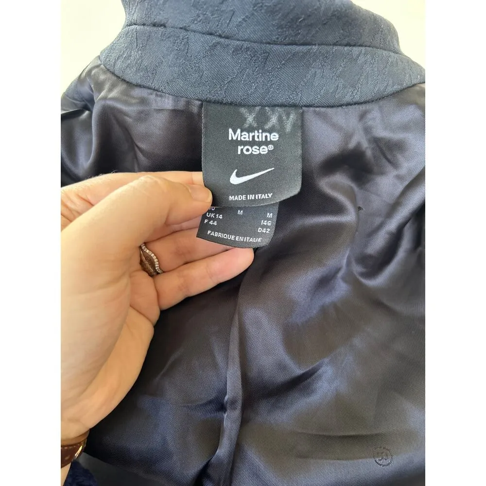 Nike Martine Rose MII Navy Wool Printed Houndstooth Double Breasted Blazer - Image 15