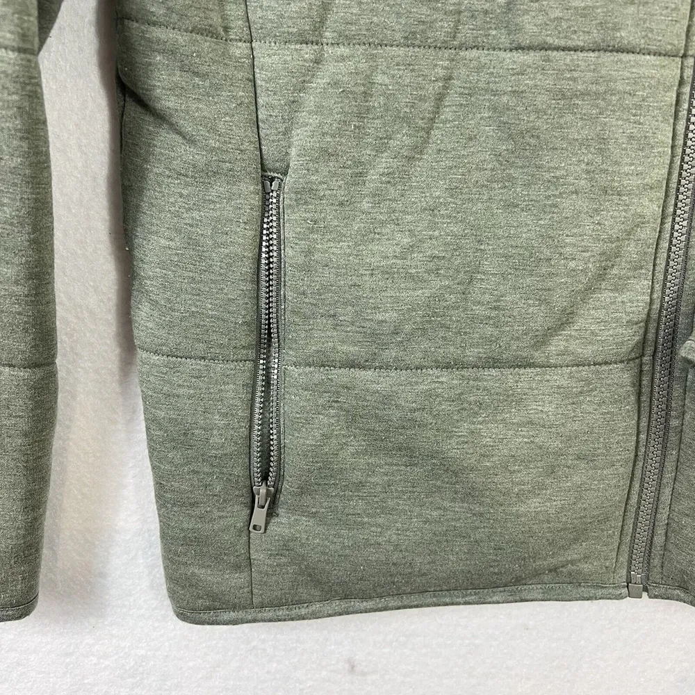 Three Dots Jacket Green Quilted Step Hem Knit Soft Fleece Size M - Image 4