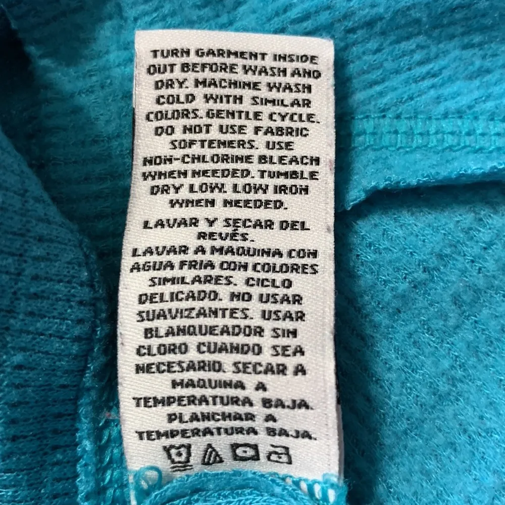 Wildfox V-Neck Haley Brushed Thermal Long Sleeve Blue Shirt Size Small - Image 9