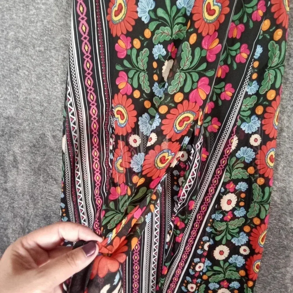 Show me your mumu mick double slit mexicali boho Hippie maxi skirt size small - Image 5