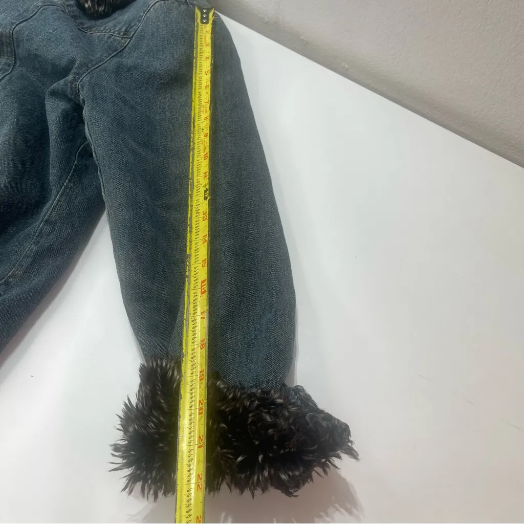 Vtg Esprit Outerwear Denim Jacket Women XL Faux Fur Quilted Lined Y2k  Boho - Image 5