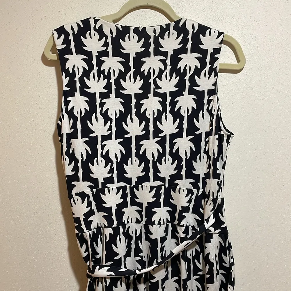 Diane Von Furstenberg Silk Jersey Knit Wrap Jogger Jumpsuit Palm Tree Size 14 - Image 9