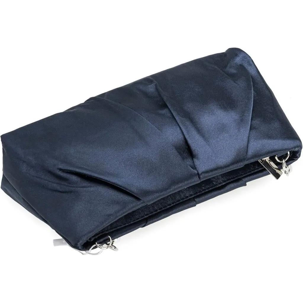 ⚡ Women's Blue Formal Pleated Satin Fabric Zipper Closure Clutch Bag - Image 5