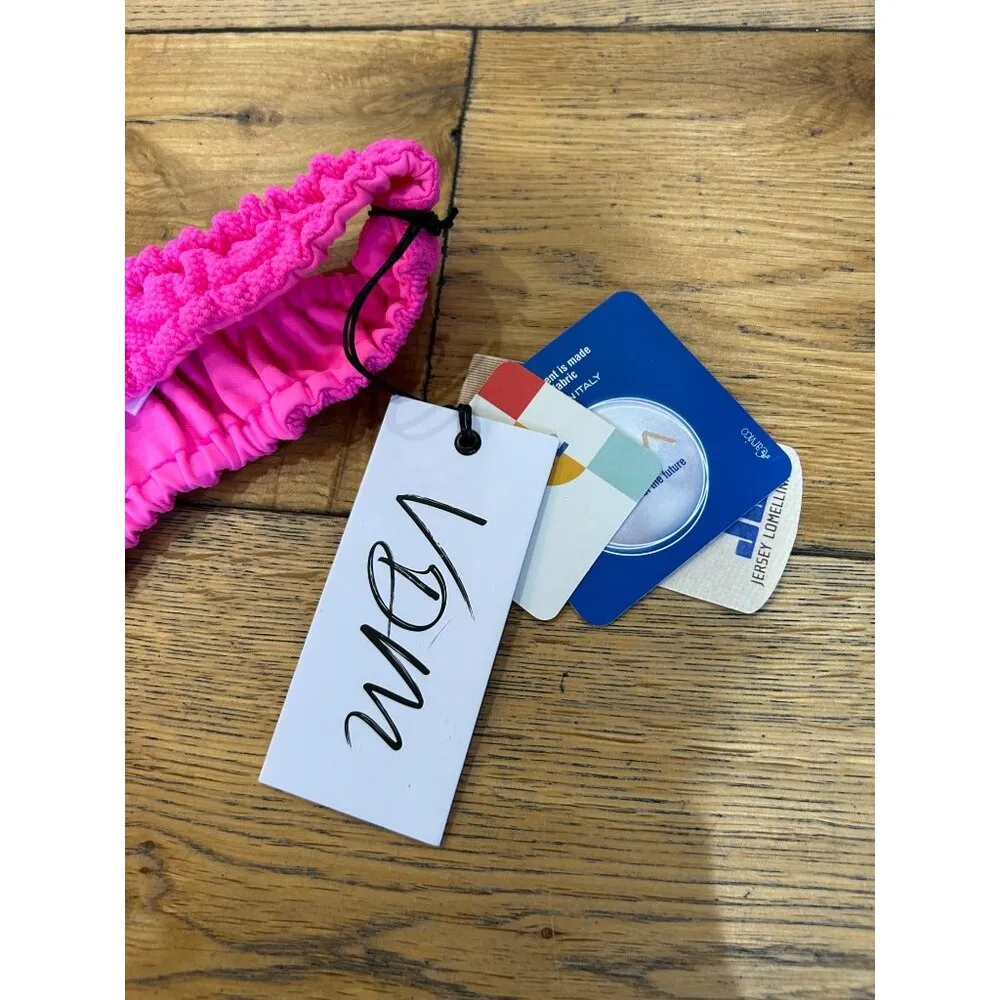 VDM Stevie Reversible Bikini Bottom Neon Pink Wave & Neon Pink Womens Size Small - Image 9