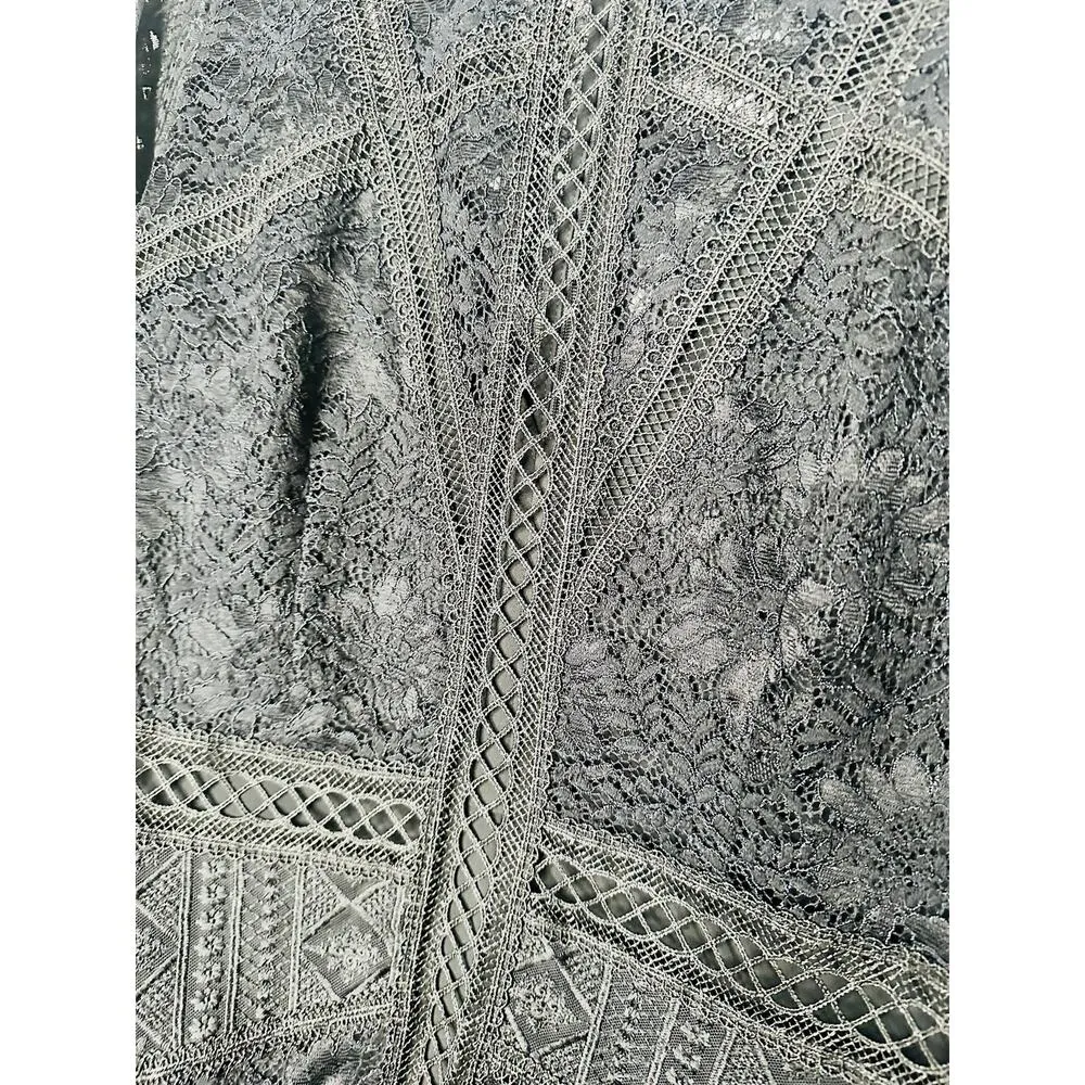 THE KOOPLES Black Lace Lined Lace Design A-Line Midi Dress size 6 - Image 8