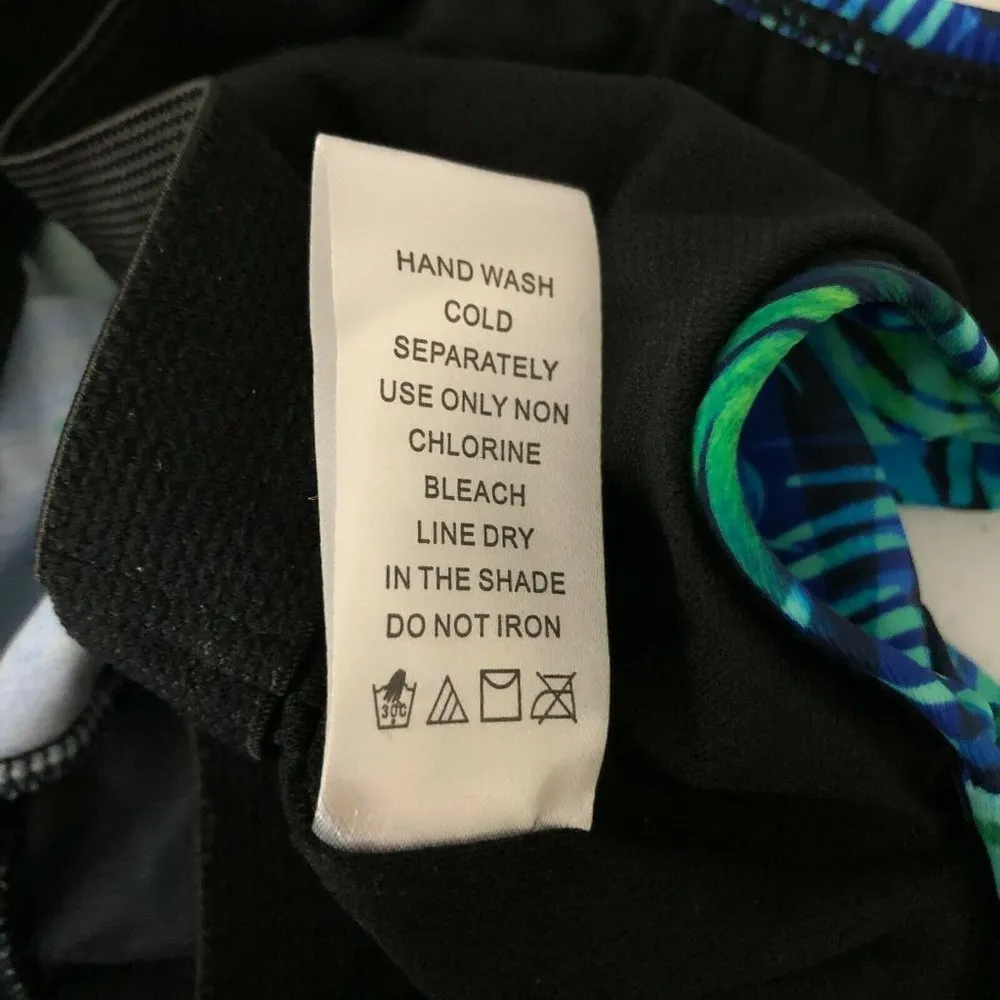 Swimsuits for All Swim Dress One Piece Molded Cups Palm Floral Navy Aqua Blue 24 - Image 5