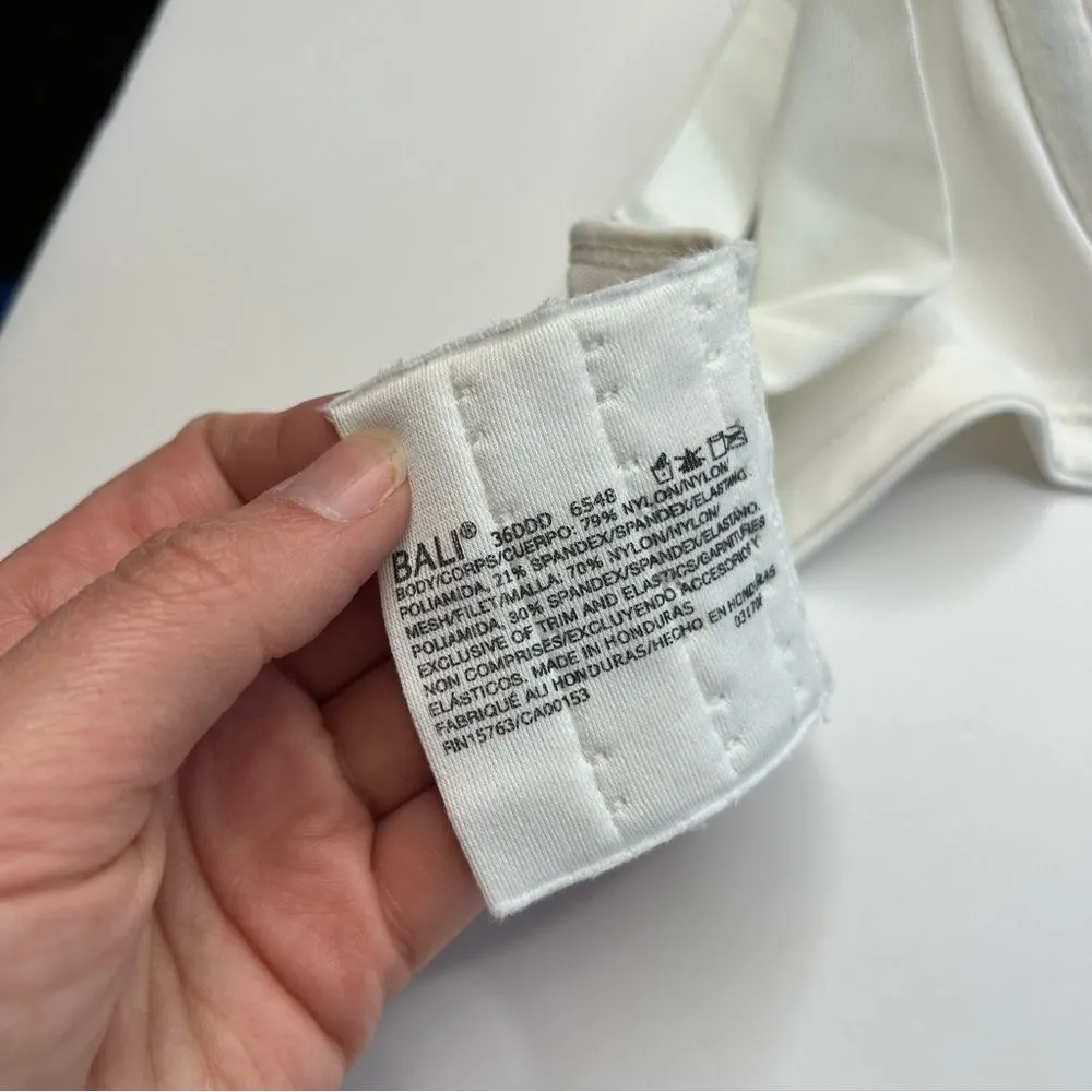 Bali White Full Coverage Lined Bra 36DDD 36F Molded Cups - Image 5